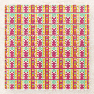 Indische traditionelle Textildesign-Illustration Glasuntersetzer