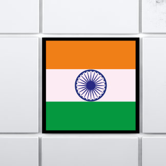 Indische Trikolorfahne "Tiranga" mit Grenze Fliese
