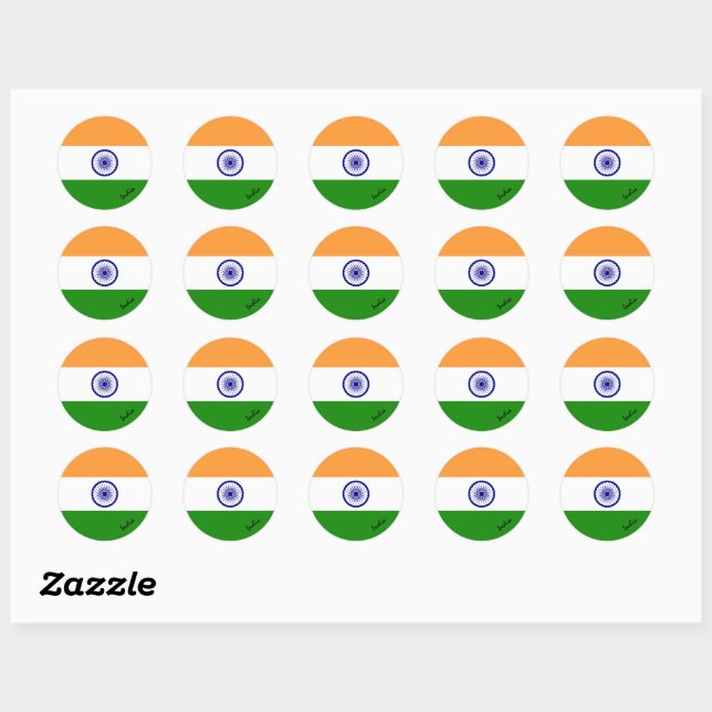 Indische und indische Flagge Patrioten, Urlaub / S Runder Aufkleber (Blatt)