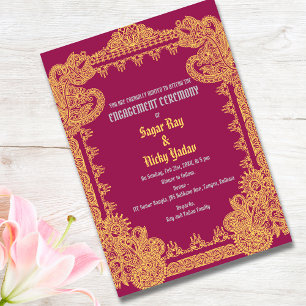 Indische Verlobung Zeremonie Design Pink Einladung