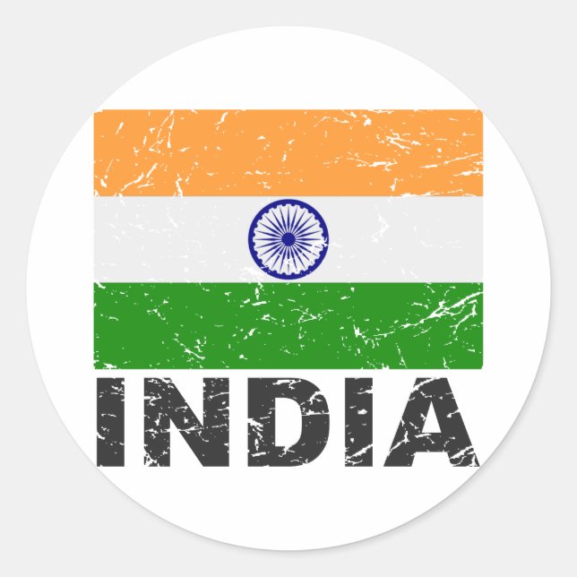 Indische Vintage Flagge Runder Aufkleber (Vorderseite)