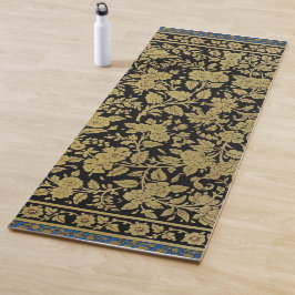 Indische Vintage Rug Gold auf schwarz Yogamatte