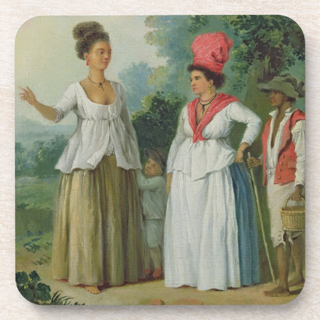 Indische Westfrauen der Farbe, mit einem Kind und Getränkeuntersetzer (Vorderseite)