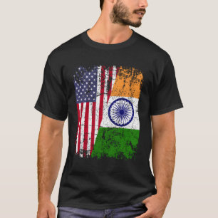 Indische Wurzeln Halbamerikanische Flagge Flagge U T-Shirt