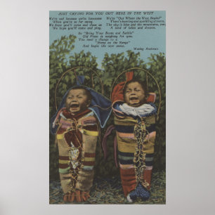 Indische Zwillinge in Papooses u. "in gerade Poster