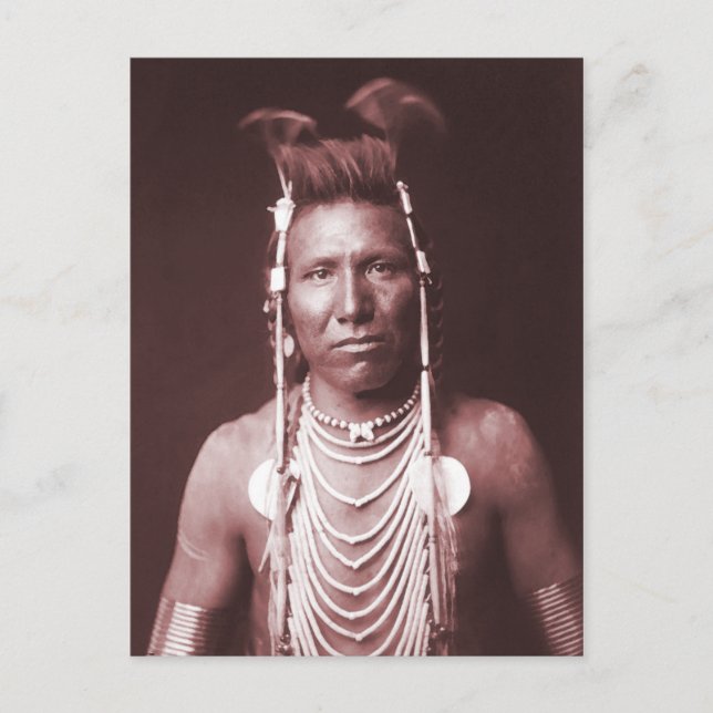 Indischer Amerikanische Ureinwohner, Ben Long Ear Postkarte (Vorderseite)