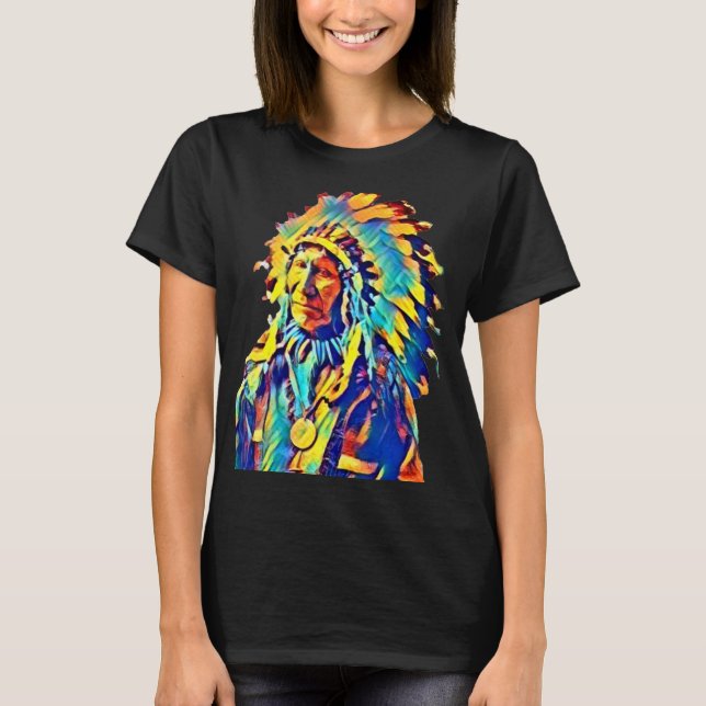 Indischer Amerikanische Ureinwohner Chief Red Clou T-Shirt (Vorderseite)