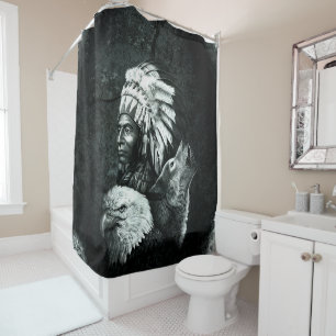 Indischer Amerikanische Ureinwohner Chiefs Wolf Ea Duschvorhang