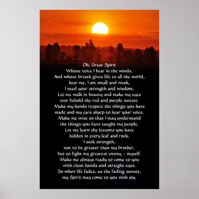 Indischer Amerikanische Ureinwohner Gebet Poster (Vorne)
