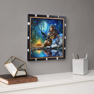 Indischer Aussichtsweg: Wald Heartbeat Kunst Quadratische Wanduhr