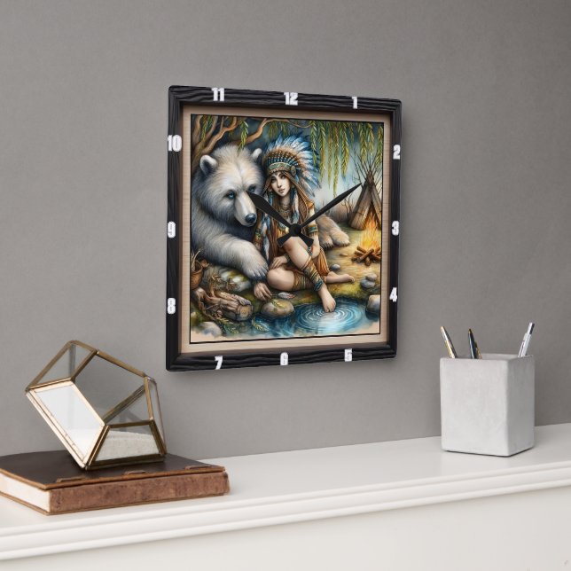 Indischer Bärenbär Quadratische Wanduhr (Büro)