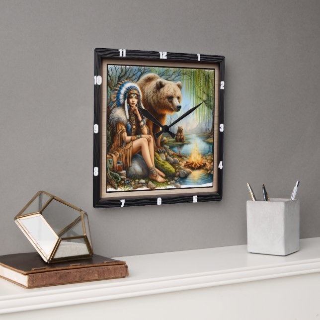 Indischer Bärenbär zeitlos Quadratische Wanduhr (Büro)