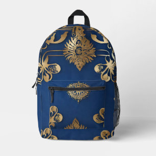 Indischer Blau-Gold-Mandala-Rucksack Bedruckter Rucksack