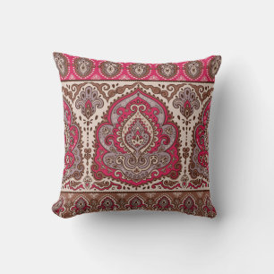Indischer Blumenpaisley, ethnische Mandala Muster. Kissen