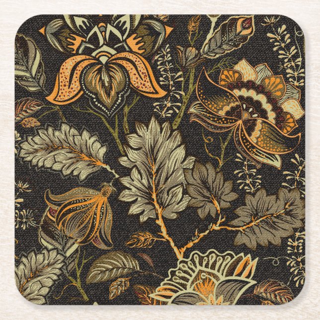 Indischer Blumenpaisley, nahtlos ethnisches Muster Rechteckiger Pappuntersetzer (Vorderseite)