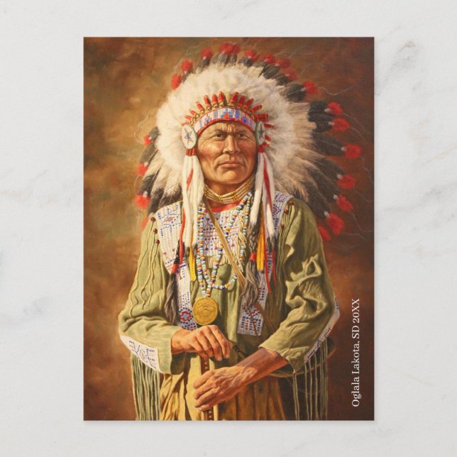 Indischer Chef Lakota Postkarte (Vorderseite)