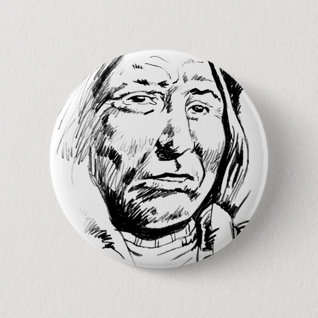 Indischer Chefink Sketch Motivierend Button (Vorderseite)