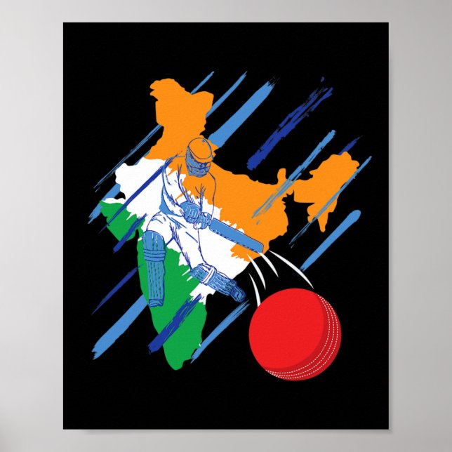 Indischer Cricket-Fan oder Spieler  Poster (Vorne)