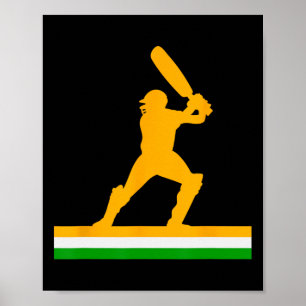 Indischer Cricketspieler Indien-Flagge Nationaler Poster