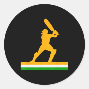 Indischer Cricketspieler Indien-Flagge Nationaler Runder Aufkleber