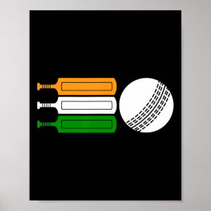 Indischer Cricketspieler Ll Indische Flagge Cricke Poster