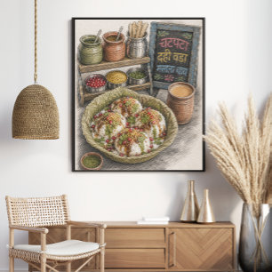 Indischer Dahi Vada Chaat und Masala Chai Poster