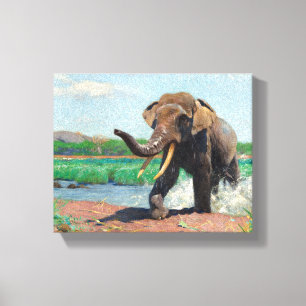 Indischer Elefant bei einem Waterhole von Wilhelm Leinwanddruck