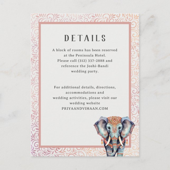 Indischer Elefant-Hochzeitskarte Postkarte (Vorderseite)