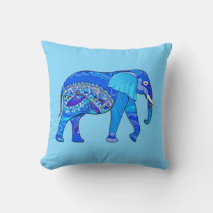 Indischer Elefant in einem blau-arabischen Muster Kissen