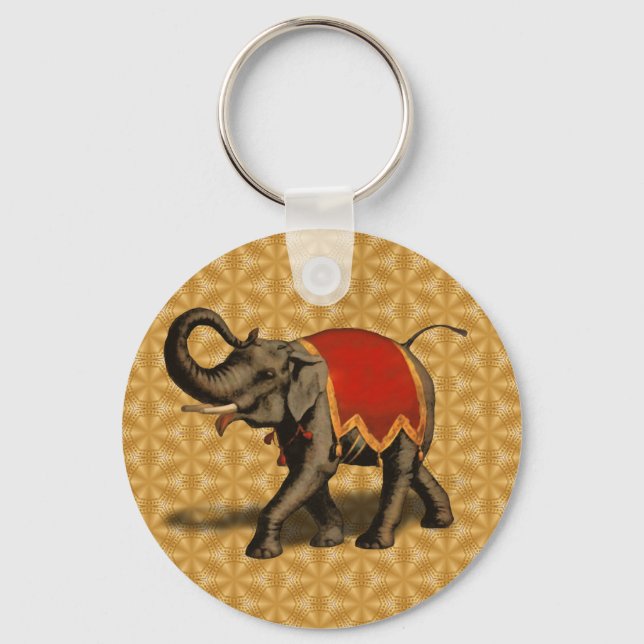 Indischer Elefant mit rotem Tuch Schlüsselanhänger (Vorderseite)