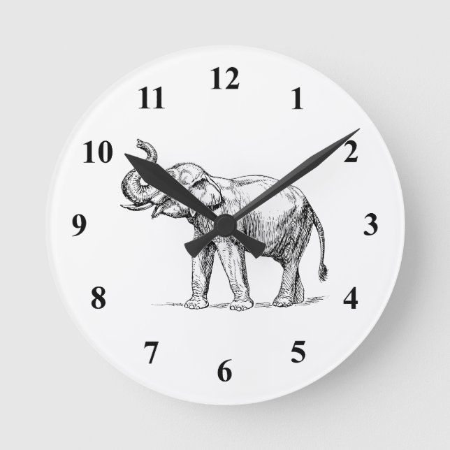 Indischer Elefant Runde Wanduhr (Vorderseite)