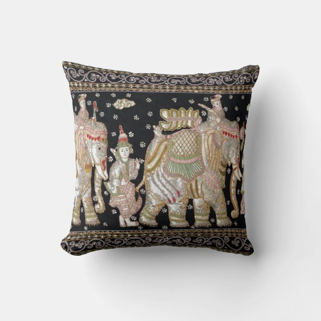 Indischer Elefant-Tapisserie Kissen (Vorderseite)
