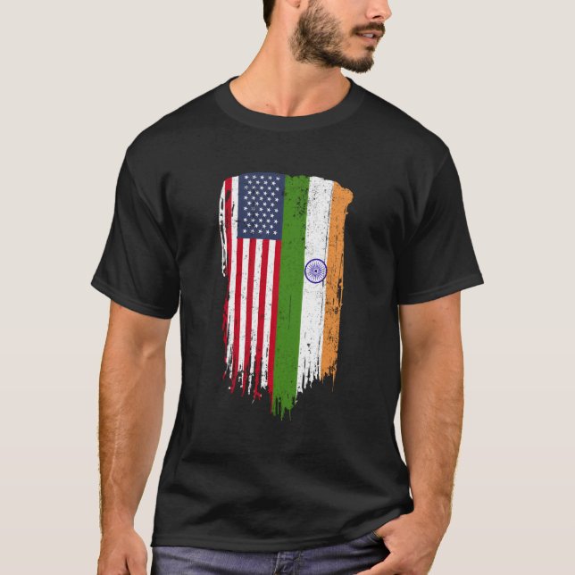 Indischer Flaggenamerikaner T-Shirt (Vorderseite)
