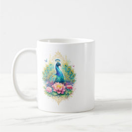 Indischer Frühling - Pfau mit Lotus Kaffeetasse