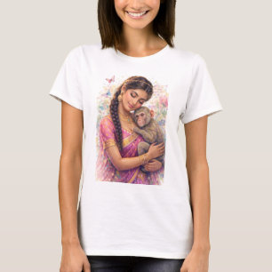 Indischer Frühling - Porträt Liebevoller Affe T-Shirt