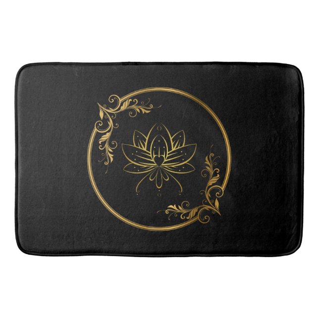 Indischer Goldrahmen mit Lotus-Blume Badematte (Vorderseite)