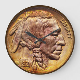 Indischer Hauptnickel-Münzsammler modernes Große Wanduhr