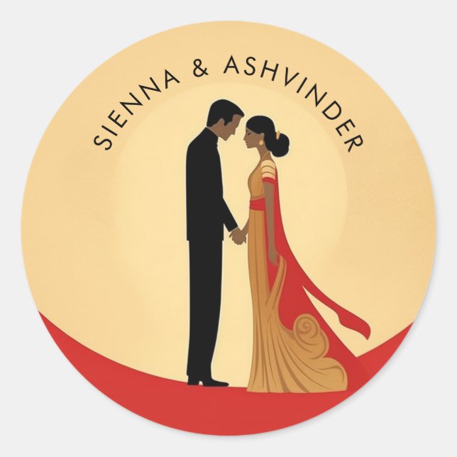 Indischer Hochzeitsticker Runder Aufkleber (Vorderseite)