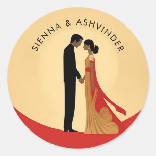 Indischer Hochzeitsticker Runder Aufkleber