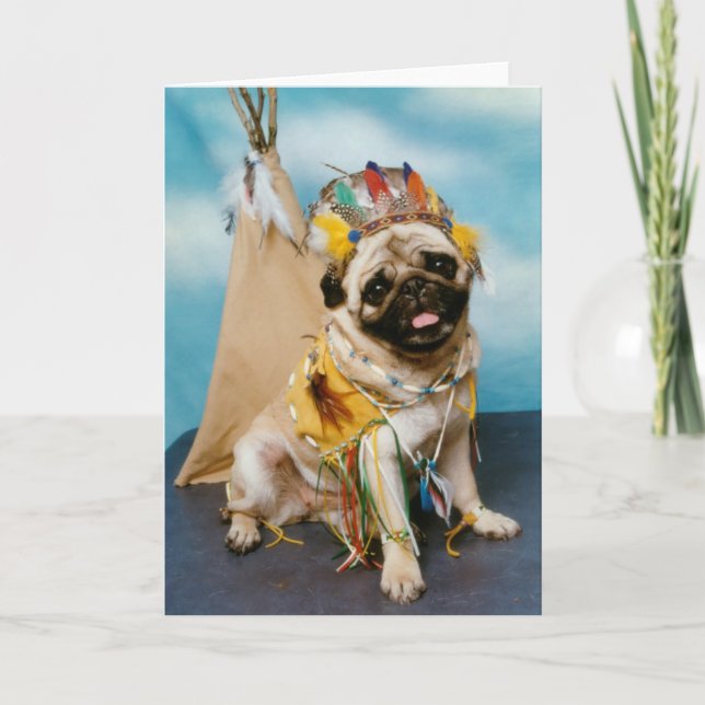 Indischer Indischer Indianer Mops Karte (Vorderseite)