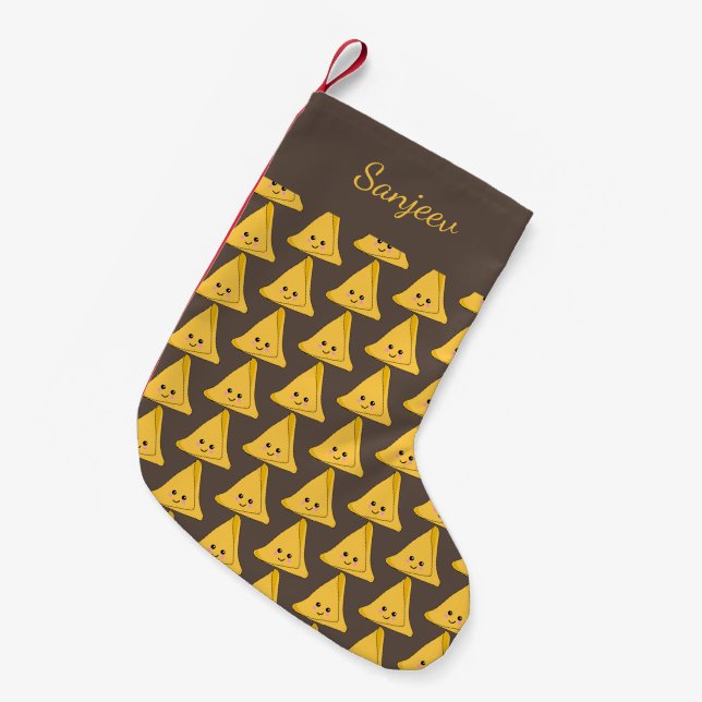 Indischer Koch Koch und asiatische Küche Lover Sam Kleiner Weihnachtsstrumpf (Vorderansicht (hängend))