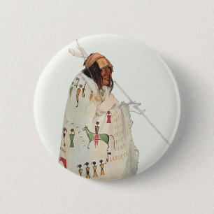 Indischer Krieger mit Pipe Portrait von Karl Bodme Button