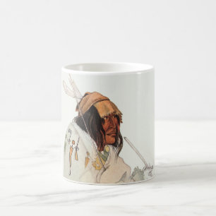 Indischer Krieger mit Pipe Portrait von Karl Bodme Kaffeetasse