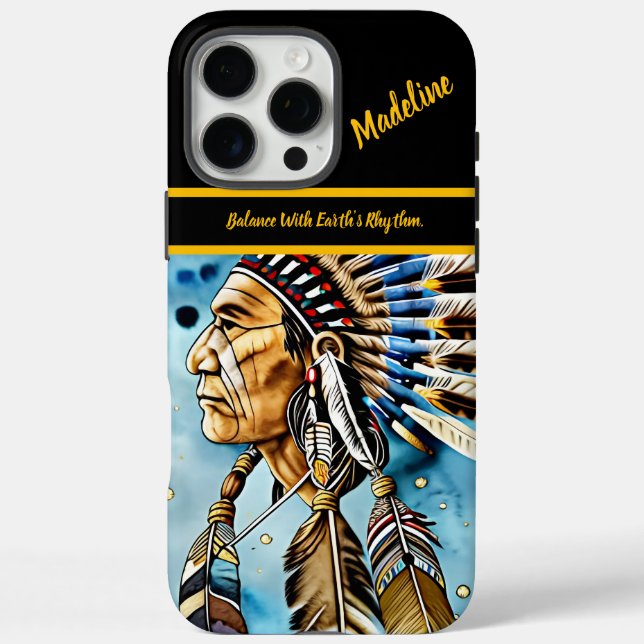 Indischer Krieger: Stammesmuster iPhone 16 Pro Max Hülle (Rückseite)