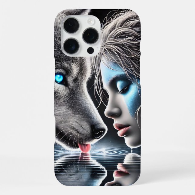 Indischer Krieger und Moonlit Wolf iPhone 16 Pro Max Hülle (Rückseite)