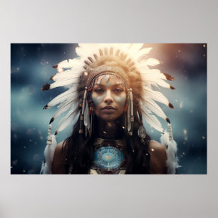 Indischer Kriegergeist Fantastische kosmische Kuns Poster