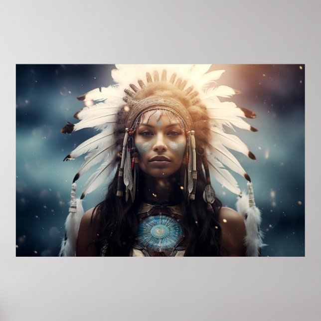 Indischer Kriegergeist Fantastische kosmische Kuns Poster (Vorne)