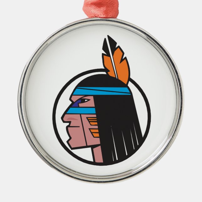 Indischer Kriegers-Kopf Ornament Aus Metall (Vorne)