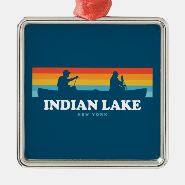 Indischer Lake New York Canoe Ornament Aus Metall (Vorne)