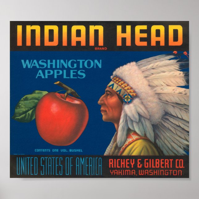 Indischer Leiter des Washington Apples Vintages Cr Poster (Vorne)